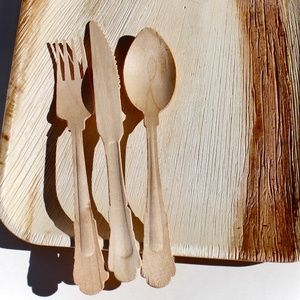 wooden Brich Elegant  cutlery 25 pice each total 75 pices disposable